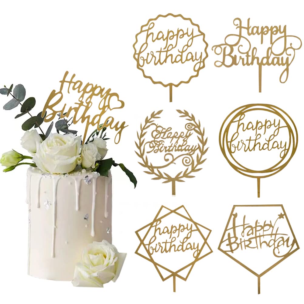 Mua Gold Cake Topper,Happy Birthday Cake Topper Acrylic Cake ...