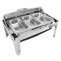 Chafing Dish, Stainless Stainless Steel Catering Warming Set Rectangular 9L Capacity for Party (Stainless Steel Color)