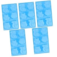 BESTOYARD 5pcs 6 Hole Silicone Muffin Pan Biscuit Molds Snowman Silicone Molds Pudding Dough Molds Silicone Ice Molds Cupcake Molds Christmas Cake Molds Non Stick Tray