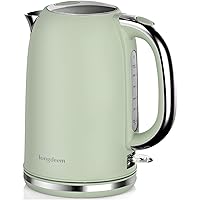 Electric Tea Kettle, Longdeem 1.7L Stainless Steel Water Boiler & Heater, 1500 Watts for Fast Boiling, Auto-Shutoff and Boil-Dry Protection, Cordless Serving with LED Light, Pastel Green