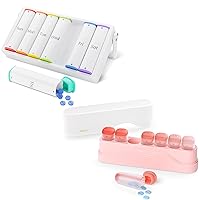 Weekly Pill Organizer Twice a Day(White) and Weekly Pill Box Once a Day(Pink)
