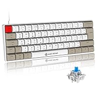 Mini Mechanical Gaming Keyboard Type-c Wired with PBT Dye-subbed Keycaps Rainbow RGB Backlit 60%Layout Full Anti-Ghosting 62 Key Ergonomic for Typist Laptop PC Mac Gamer (White Main/Blue Switch)