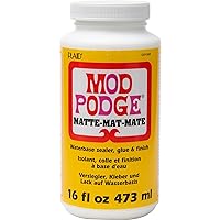 Mod Podge Matte Sealer, Glue & Finish: All-in-One Craft Solution- Quick Dry, Easy Clean, for Wood, Paper, Fabric & More. Non-Toxic - Craft with Confidence, Made in USA, 16 oz., Pack of 1