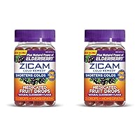 Zicam Cold Remedy Zinc Medicated Fruit Drops, Elderberry, 25 Count (Pack of 2)