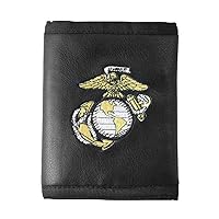 U.S. Marine Corps Logo Direct Embroidered on Ultra Leather Fabric Tri Fold Wallet