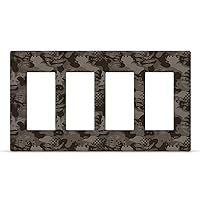 Camouflage Army Brown Hunting PC Light Switch Cover Receptacle Switch Panel Outlet Wall Plate Decor Face Four Holes