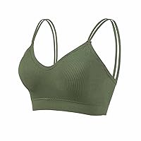Women's Knit Camisole Sports Bra Wirefree Full Coverage Smoothing Breathable Daily Bra Crop Workout Yoga Bras