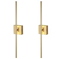 Modern Wall Sconces Set of Two, 350° Rotate, LED Matte Gold Wall Light Fixtures, 3000K Warm Light Wall Lamp for Bathroom