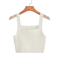 Women's Shirts Sexy for Women Solid Rib-Knit Cami Top Shirts for Women (Color : Beige, Size : Small)