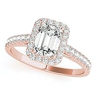1.80CTW Lab-Grown Diamond Emerald-Cut 14K Rose Gold Halo Engagement Ring