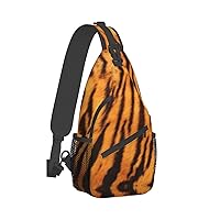 Tiger Striped Pattern Print Crossbody Backpack Shoulder Bag Cross Chest Bag For Travel, Hiking Gym Tactical Use