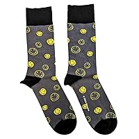 Rock Off officially licensed products Nirvana Ankle Socks Mixed Smile Official Mens Charcoal Grey (Uk Size 7-11) Size UK Size 7-11