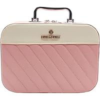 Travel Use Portable Leather Handle Large Capacity Cotton Butterfly Mesh Makeup Bag with Zipper, Travel Accessories
