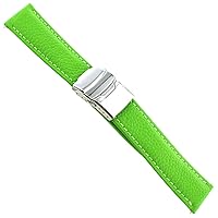 20mm Milano Challange Green Padded Leather Adjustable Security Clasp Band 3608