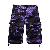 Men's Camouflage Cargo Shorts Cotton Relaxed Multiple Pockets Quarter Shorts