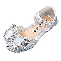 Flip Flop Sandals for Girls Fashion Summer Girls Sandals Dress Performance Dance Shoes Rhinestone Mesh Bow Pearl Girl 7