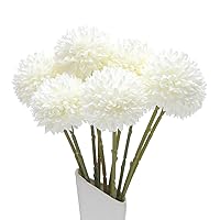 White Artificial Dahlia Flowers, Silk Plastic Fake Hydrangea Flowers Bunch Bridal Wedding Bouquet for Home Garden Party Wedding Decoration 10 Pcs White