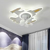 LZH FILTER Helicopter Ceiling Fan with Lighting, Modern Children's Ceiling Light, 25.5 Inch LED, 3 Colours, Dimmable 6-Speed Fan, for Children's Room Chandelier
