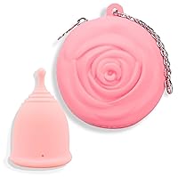 Adorable Pink Menstrual Starter Kit - Most Comfortable Reusable Menstrual Cup with Best Stem Stem + Storage Bag for Travel (S, Pink)