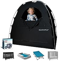 SlumberPod The Original Blackout Sleep Tent Travel Essential for Baby and Toddlers, Mini Crib and Pack n Play Cover, Sleep Pod with Monitor Pouch and Fan Pouch (Includes Fan), Blocks 95%+ Light, Black