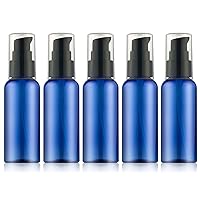 5 Pack Empty Refillable Plastic Pump Bottle Ideal for Lotion Cream Essential Oil Travel Small Container,50ml/1.7oz