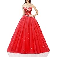 Likedpage Women's Sweetheart Ball Gown Tulle Quinceanera Dresses Prom Dress