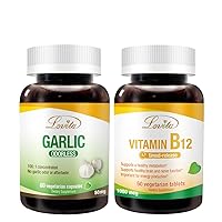 Odorless Garlic & Vitamin B12 1000mg Nutrients Bundle. Dietary Supplement Supports Better Nutrition & Overall Well-Being