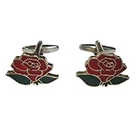 Colorful Short Red Rose Flower Cufflinks