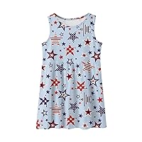 Girls American 4th of July Casual Dress Independent Day Sleeveless Outdoor Beach Play Sundress Toddler 𝗡ightdress