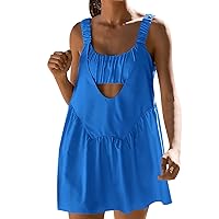 Womens Tennis Dress Built-in Bra and Shorts Pockets Cut Out Workout Outfits