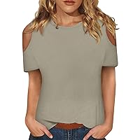 Plain T Shirts for Women T-Shirts for Women Basic Tees Valentine Tops for Women 2024 Women Cloth Short Sleeve Oversized Tops Summer Crew Loose Fit Tshirts Shirts for Women Beige XXL