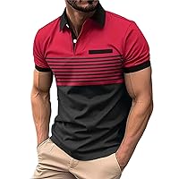 Mens Casual Henley Shirts Short Sleeve Classic Button Polo Shirt Golf Summer Fashion Tops Office Chest Pocket T-Shirt