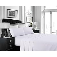 Solid Deep Pocket Queen Bed Sheet Set with Oversize Flat, White