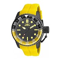 Invicta 17513 Men's Watch 50 mm Silicone Yellow Case Stainless Steel Quartz Dial Black, Yellow, black and yellow, Strap.