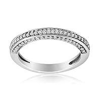 3/8 Carat Total Weight (cttw) 10K Diamond Wedding Band with Natural White Diamonds Crafted in Rhodium Plated 10K White Gold - Bridal Wedding Ring for Women Best Jewelry Gift for Girls