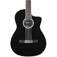 Fusion 5 Jet Acoustic-Electric Cutaway Nylon String Guitar, Jet Black, Fusion Series