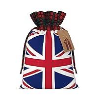 Uk Flag Lattice Christmas Drawstring Gift Bags -Women Men Christmas Holiday Xmas Supplies, 2 Sizes