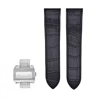 Ewatchparts COMPLETE 20MM LEATHER STRAP COMPATIBLE WITH 33MM CARTIER SANTOS 100 2878 MIDSIZE CLASP BLACK