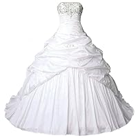 Women's Strapless Taffeta Wedding Dress Bridal Gown