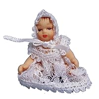 Melody Jane Dollhouse Victorian Baby in White Lace Miniature Porcelain People