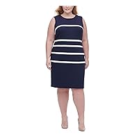 Tommy Hilfiger Womens Pique-Knit Striped Sheath Dress