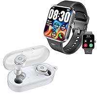 TOZO S4 AcuFit One Smartwatch Bluetooth Talk Dial Fitness Tracker Black + T10 Bluetooth 5.3 Wireless Earbuds White