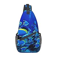 Blue Fishes Ocean Sling Bag Crossbody Backpack Sling Backpack Shoulder Bag For Women Men Cycling Hiking Travel