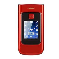 Senior Flip Phone with Big Font, Dual Screen Display, HD Lens, Exquisite Craftsmanship, Loud Sound, Long Standby (Red)