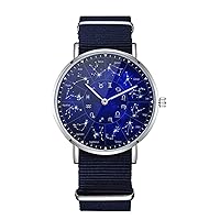 Constellation Nylon Watch for Men and Women, Star Chart Art Theme Unisex Wristwatch, Astronomy Astrology Zodiac Lover Gift Idea