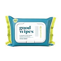 Goodwipes Flushable & Plant-Based Wipes with Botanicals | Dispenser for At-Home Use | Shea-Coco with Aloe Septic and Sewer Safe | 60 count (1 pack) - Biggest Adult Wipes