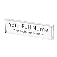 IEEK Acrylic Desk Name Plate for Office,Clear Acrylic Block Nameplate Double Sided Desk Name Plate Holder Business Desk Sign Holder, DIY Your Personalized Name for Desk,2.5x10 Inch