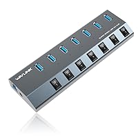 USB Hub 3.0, WAVLINK 7 Port Powered USB 3.0 hub 48W Charging, 5V/2.4A Each Ports with Individual Switches LED Indicator, USB Extension for Laptop, MacBook, iMac, PC, USB Flash Drives
