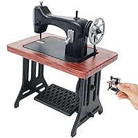 1:24 Scale Toy Sewing Machine Realistic Vintage Dollhouse Furniture Tabletop Sewing Room Decor for Kids Toddler Red Sewing Machine Model