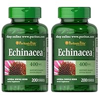 Puritan's Pride Echinacea 400 mg for Health to Support Immune System, 200 Count (Pack of 2)